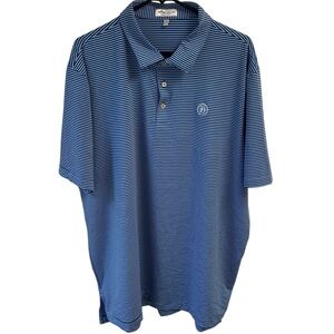 Peter Millar Summer Comfort Blue Polo Shirt Classic Design 3‎ Button XXL- logo
